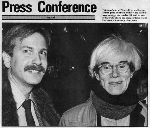 Blast from the Past: <b>Mark Bego</b> and Andy Warhol at a press conference at <b>...</b> - Modern